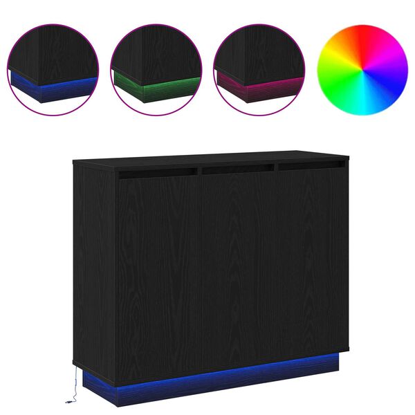 vidaXL LED Sideboard Black Oak 90 x 32 x 75 cm Engineered Wood