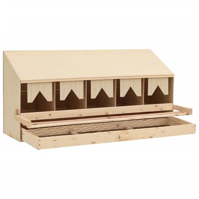 vidaXL Chicken Laying Nest 5 Compartments 117x33x54 cm Solid Pine Wood