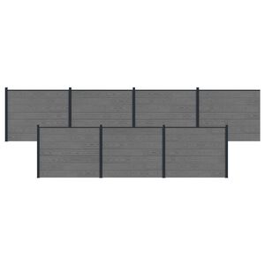 vidaXL Fence Panel 7 pcs WPC and Aluminium Grey