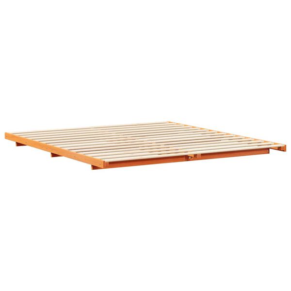 vidaXL Floor Bed Frame Wax brown 200 x 200 cm Solid pine wood