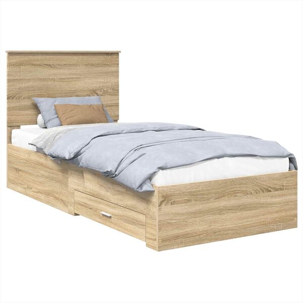 vidaXL Bed Frame with Drawer Sonoma Oak 100 x 200 cm Engineered Wood