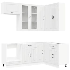 vidaXL Kitchen Unit KALMAR 8 pcs High Gloss White Engineered Wood