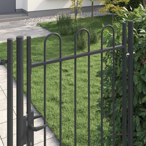 vidaXL Fence Gate with Lock Grey 103 x 225 cm Powder-Coated Steel