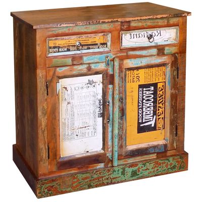 vidaXL Reclaimed Cupboard Solid Wood Vintage with 2 Drawers 2 Doors