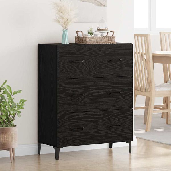 vidaXL Sideboard Black Oak 69.5 x 34 x 90 cm Engineered Wood and Iron