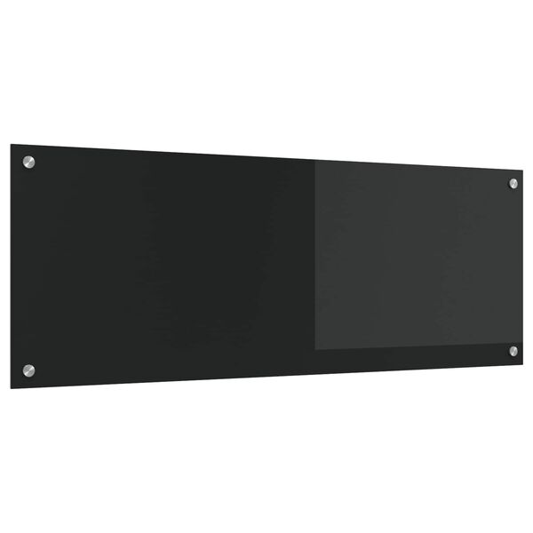 vidaXL Kitchen Backsplash Black 110 x 40 x 0.6 cm Tempered Glass