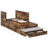 vidaXL Storage Bed Frame with Drawer Smoked Oak 80 cm Engineered Wood