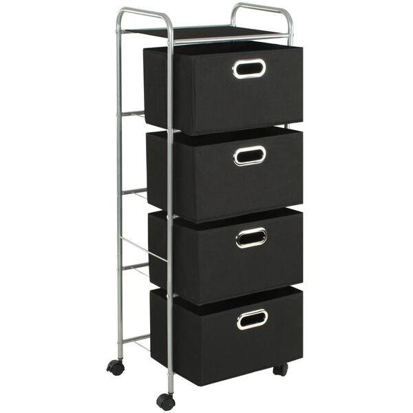 vidaXL Shelving Unit with 4 Storage Boxes Steel and Non-woven Fabric