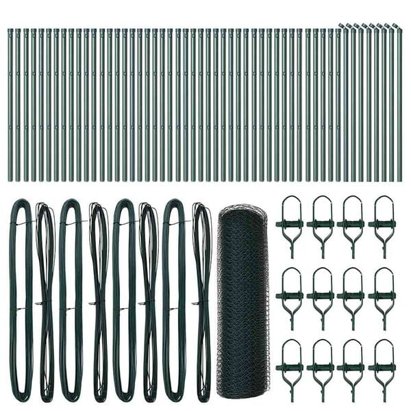 vidaXL Fence Post Green 100 x 0.5 m (25 mm mesh) Steel and PVC