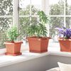 vidaXL Square Flower Pot 6 pcs Brick Red 23 x 23 x 17.5 cm Plastic