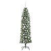 vidaXL Artificial Slim Christmas Tree Green and White 180 cm