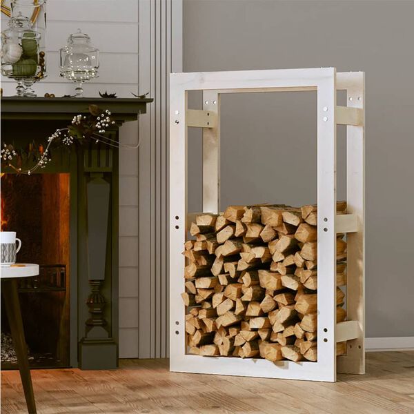 vidaXL Firewood Rack White 60x25x100 cm Solid Wood Pine