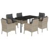 vidaXL 7 Piece Garden Dining Set with Cushions Light Grey Poly Rattan