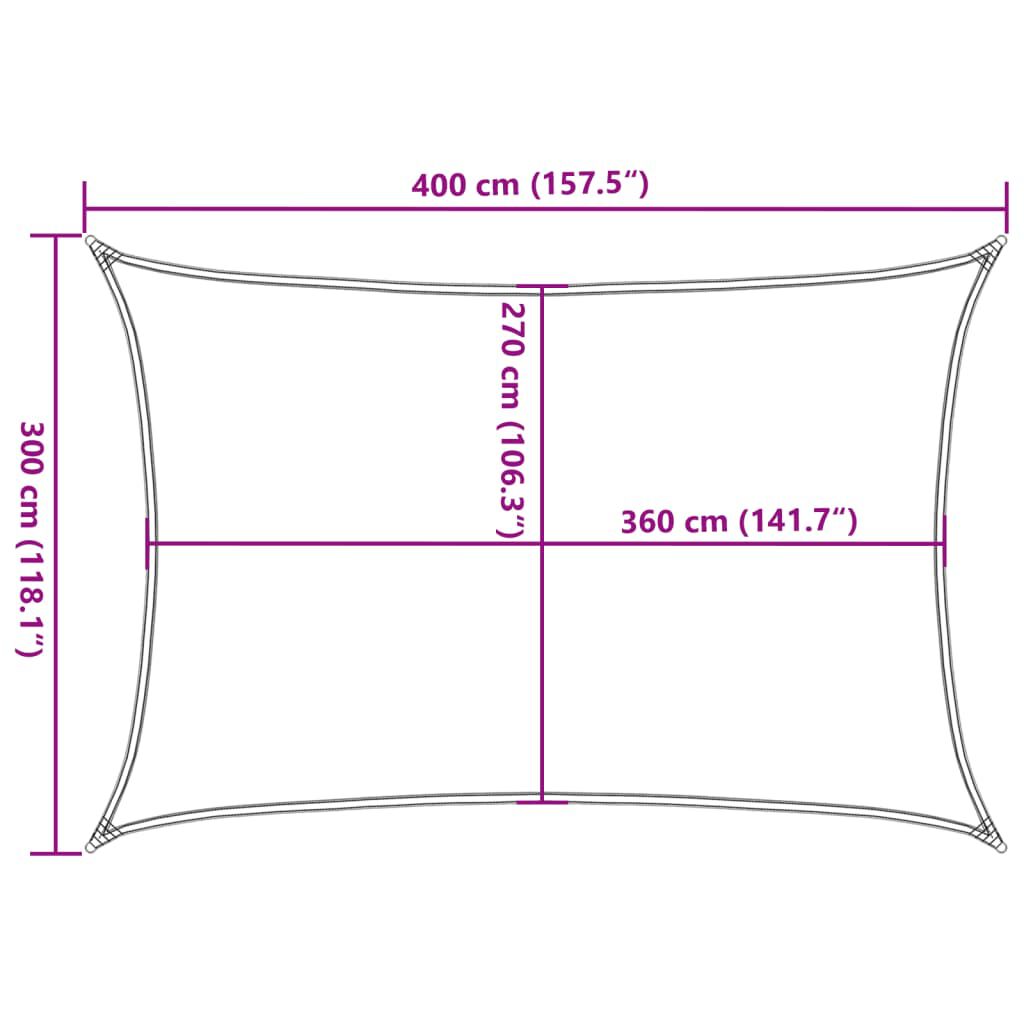 vidaXL Sunshade Sail 160 g/m² Rectangular Light Grey 3x4 m HDPE