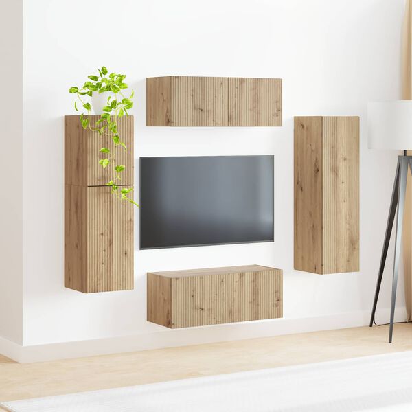 vidaXL TV Cabinet Set Wall-mounted 4 pcs Artisan Oak Engineered Wood