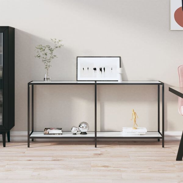 vidaXL Console Table White 160x35x75.5 cm Tempered Glass