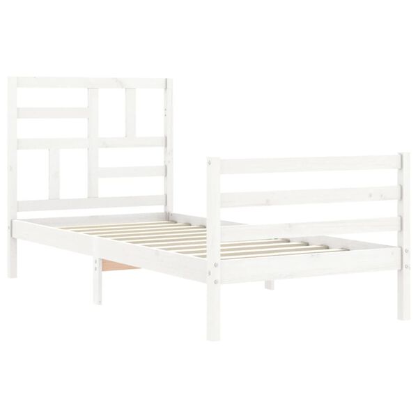 vidaXL Bed Frame without Mattress White Small Single Solid Wood