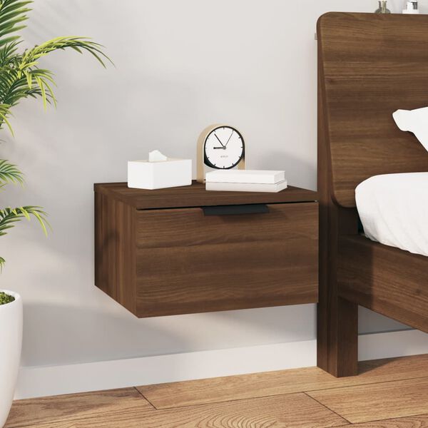 vidaXL Wall-mounted Bedside Cabinet Brown Oak 34x30x20 cm