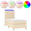 vidaXL Box Spring Bed with Mattress&LED Cream 90x200 cm Fabric