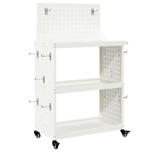 vidaXL Tool Trolley White 65 x 35 x 111 cm Cold-rolled Steel