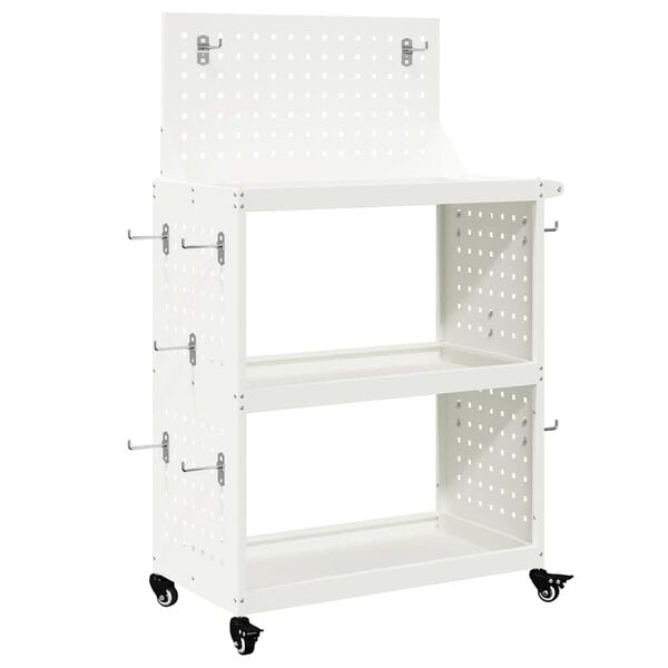 vidaXL Tool Trolley White 65 x 35 x 111 cm Cold-rolled Steel