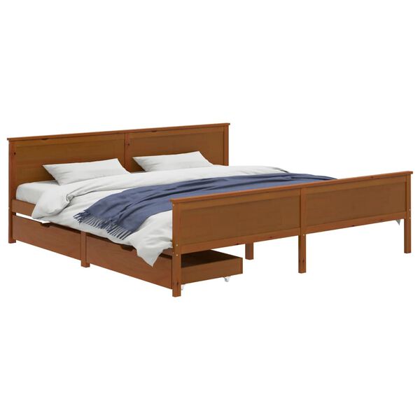 vidaXL Bed Frame without Mattress Honey Brown Solid Wood 200x200 cm