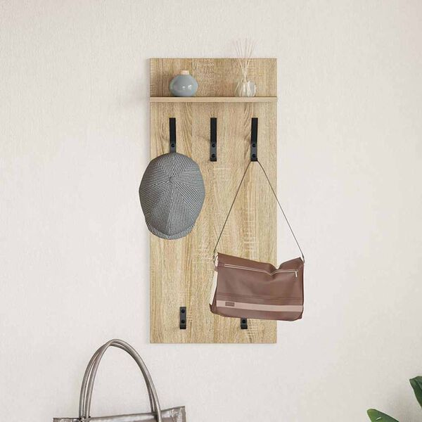 vidaXL Wall-Mounted Coat Rack with Shelf Sonoma oak 90 x 40 x 10 cm