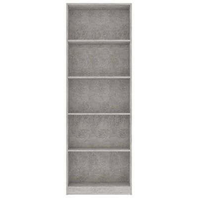 vidaXL 5-Tier Book Cabinet Concrete Grey 60x24x175 cm Engineered Wood