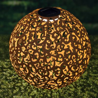 HI LED Solar Garden Ball Light 28.5 cm Metal Brown