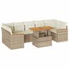 vidaXL 7 Piece Garden Sofa Set with Cushions Beige Poly Rattan Acacia