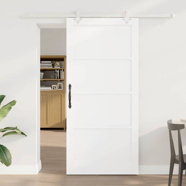 vidaXL Sliding Door White 93 x 202 cm Solid Pine Wood