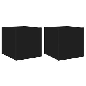 vidaXL TV Wall Cabinets with LED Lights 2 pcs Black 30.5x35x30 cm