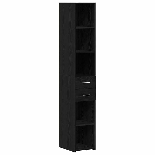 vidaXL Bookcase with Drawer Black Oak 30 x 42.4 x 185.2 cm