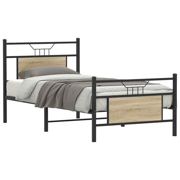 vidaXL Bed Frame without Mattress Sonoma Oak 90x200 cm Engineered Wood