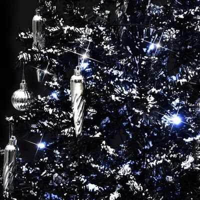 vidaXL Snowing Christmas Tree with Umbrella Base Black 190 cm PVC