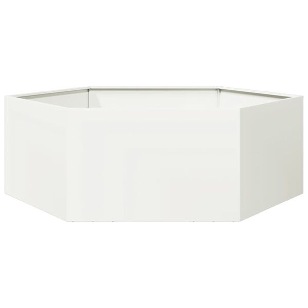vidaXL Garden Planter White Hexagon 138x120x45 cm Steel