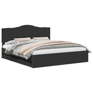 vidaXL Bed Frame with Drawer Black 200 x 200 cm Engineer Wood