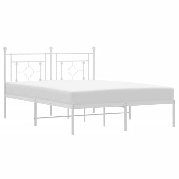 vidaXL Metal Bed Frame without Mattress with Headboard White 140x200cm