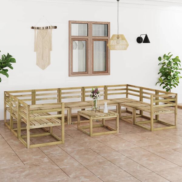 vidaXL 10 Piece Garden Lounge Set Green Impregnated Pinewood