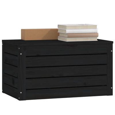 vidaXL Storage Box Black 59.5x36.5x33 cm Solid Wood Pine