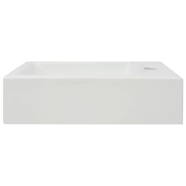 vidaXL Basin with Faucet Hole Rectangular Ceramic White 46x25.5x12 cm