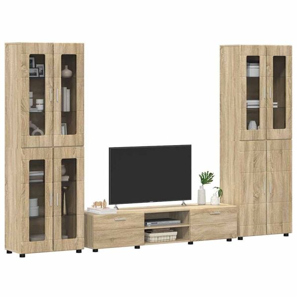 vidaXL TV Cabinet Set with Drawer FLORIN Sonoma Oak Engineered Wood