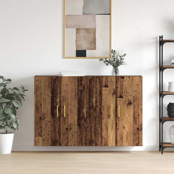 vidaXL Wall-Mounted Cabinet 2 pcs Old Wood 69.5 x 34 x 90 cm