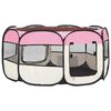 vidaXL Foldable Dog Playpen with Carrying Bag Pink 145x145x61 cm