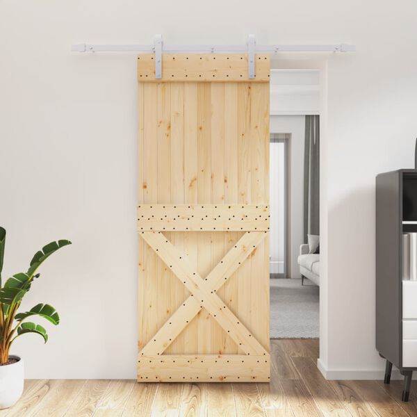 vidaXL Sliding Door with Hardware Set 85x210 cm Solid Wood Pine