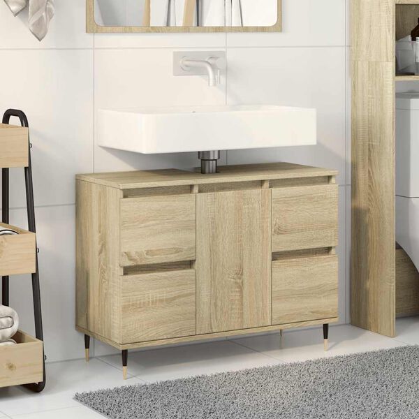 vidaXL Bathroom Cabinet Sonoma Oak 80x33x60 cm Engineered Wood