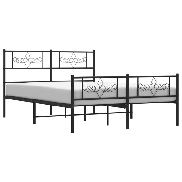 vidaXL Metal Bed Frame without Mattress with Footboard Black 120x190cm