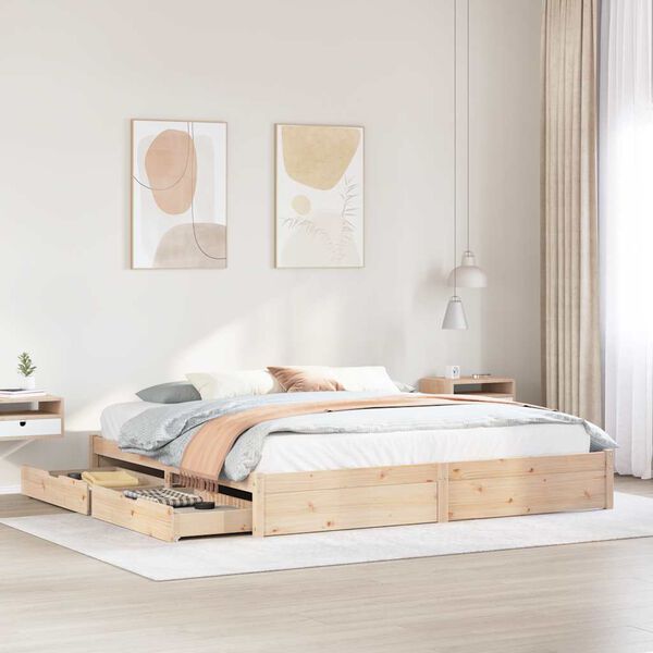 vidaXL Bed Frame without Mattress 180x200 cm Super King Solid Wood Pine