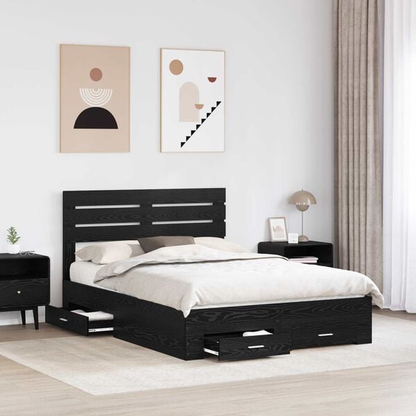 vidaXL Bed Frame with Drawer with Headboard Manual Engineered Wood