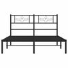 vidaXL Metal Bed Frame without Mattress with Headboard Black 150x200cm